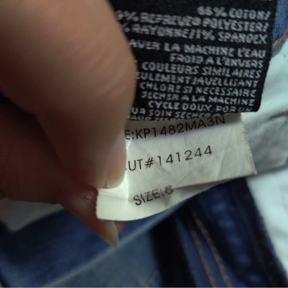 Kut from the Kloth Kelsey High Rise Ankle Flare Jeans 8 Two Tone Blue Ripped Hem - Picture 9 of 12